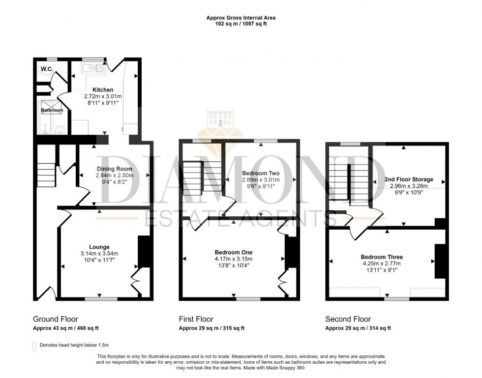 Floorplan for 3 Bedroom House for Investment on Park Street