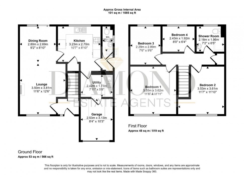 Floorplan for Rose Close, Tiverton, EX16
