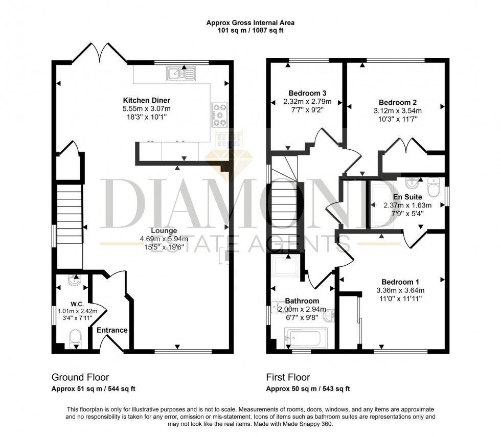 Floorplan for Aubyns Wood Avenue, Tiverton, EX16
