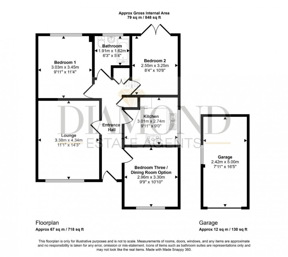Floorplan for The Brendons, Sampford Peverell, EX16